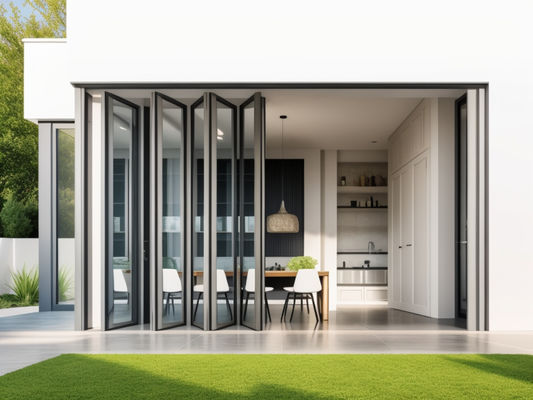 Anodizante Bifold Folding Glass Windows Redução de ruído à prova de vento